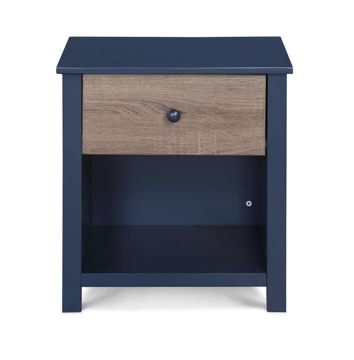 Olive & Opie Connelly Nightstand Midnight Blue/Vintage Walnut