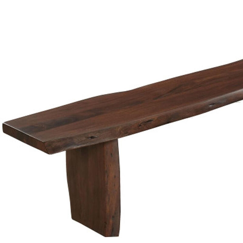 HomeRoots 60" Brown Solid Wood Solid Wood Live Edge Dining Bench image number 5