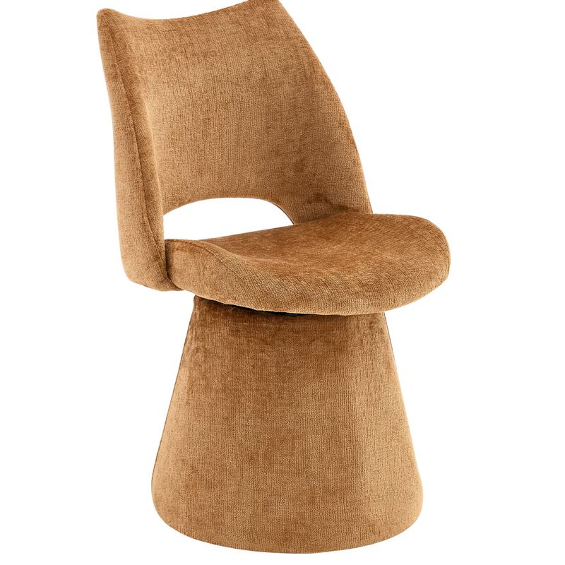 Set of 1 Swivel Dining Chair Velvet Upholstered Dining Chair with Hollow Open Back Modern Dining Chair with Metal Base and Memory Foam image number 0