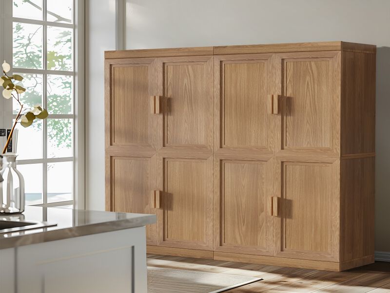62" High Wood Grain Decorative Storage Cabinet with Sufficient Space for 12 Shelves image number 2