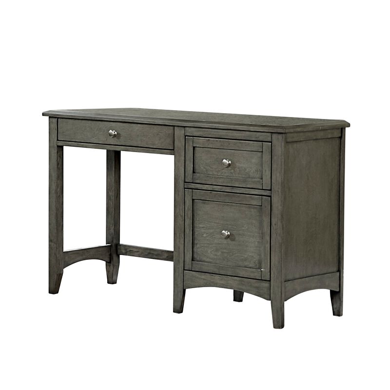 Transitional Styled Furniture Cool Gray Finish 1pc Writing Desk with 2x Drawers 1 Keyboard Tray Home Furniture Office Furniture