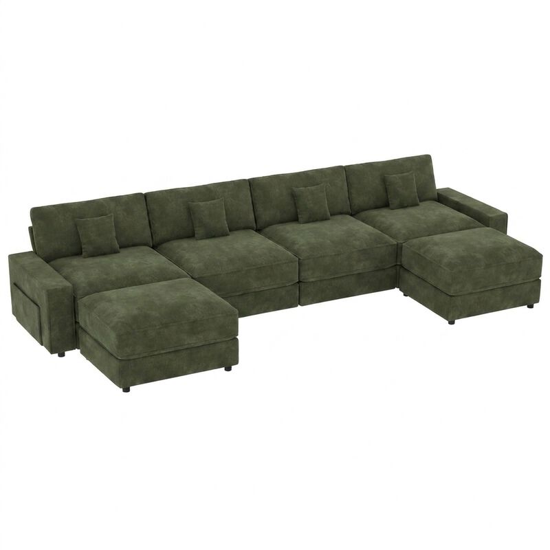 Vipbear 148" Modular U-Shaped Sectional Sofa, Oversized Couch with Movable Ottoman, Living Room image number 0