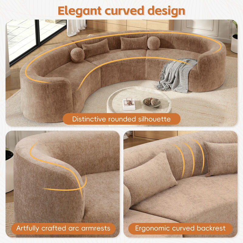 Merax Modular Sectional Sofa with Tool-Free Vacuum Compression, Chenille Fabric image number 4