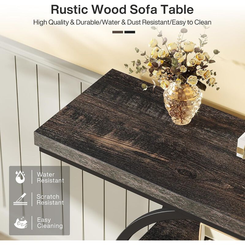 Tribesigns Industrial 4-Tier Wood Console Table image number 6