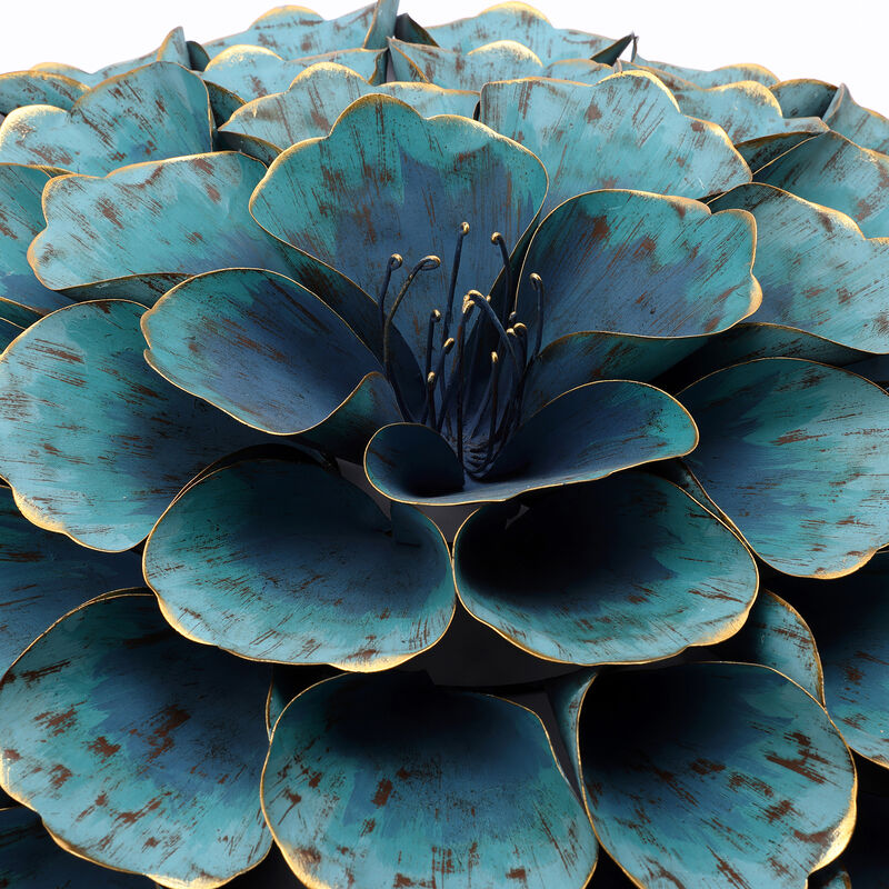 24" Rosette Metal Floral Wall Art Decor, Teal Blue image number 5