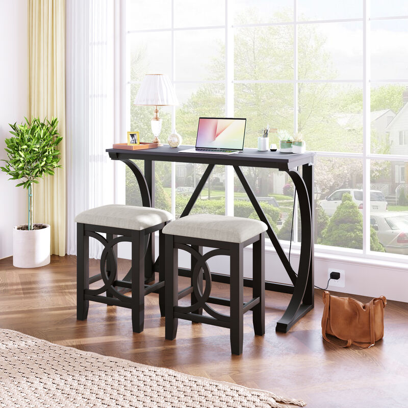 Merax 3-Piece Counter Height Dining Table Set with USB image number 1