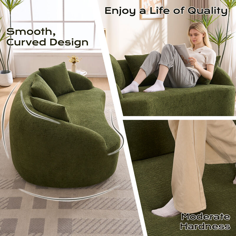 Whisen 65" Chenille Loveseat, 2-Seat Modular Sofa with 3 Pillows for Living Room, Apartment, Office image number 5