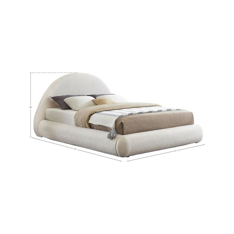 Meridian Furniture Rudy Cream Teddy Fabric King Bed