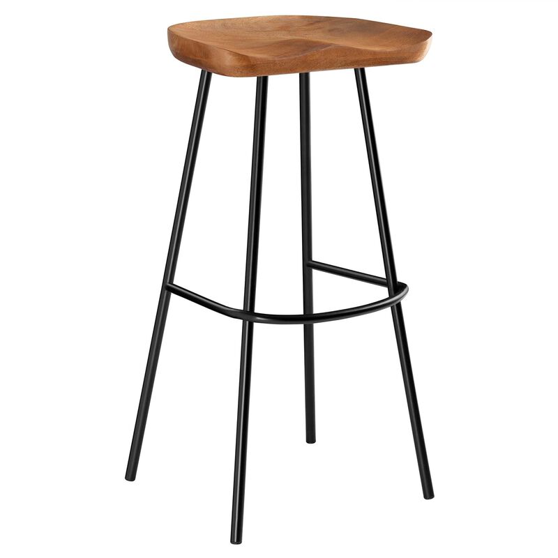 Modway EEI-6742-WAL Concord Backless Wood Bar Stools - Set of 2, Walnut image number 3