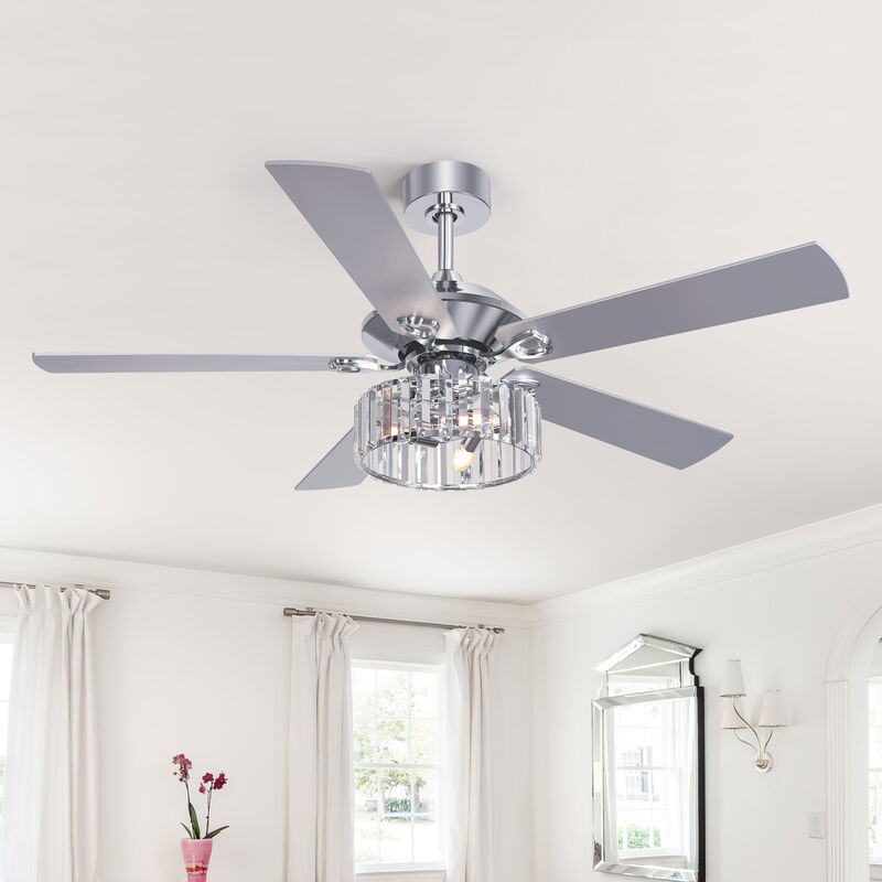 Breezary 52" Ceiling Fan with Light, 5 Blade,3 Light E12 need ,6 Speed, Quiet Downrod Mount, Remote Control image number 8