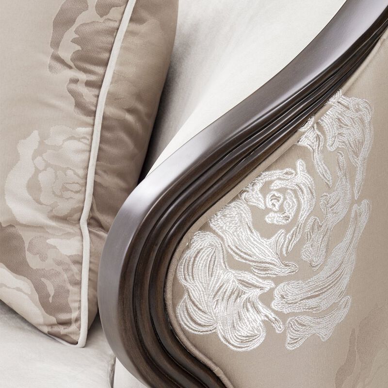 Michael Amini Camellia Field Velvet Matching Chair - Porcini/Warm Pecan