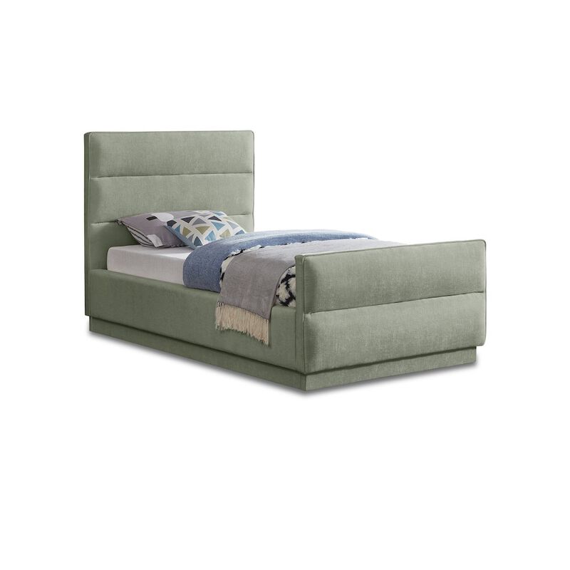 Meridian Furniture Paxton Mint Chenille Fabric Twin Bed