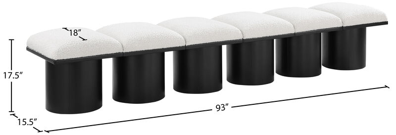 Meridian Furniture Pavilion Cream Boucle Fabric Bench