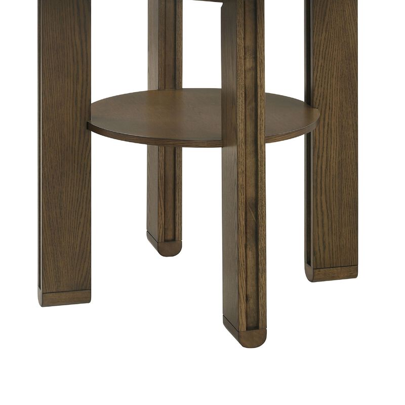 Clera Round Counter-Height Table, Open Shelf, Brown Rubberwood 47 Inch image number 4