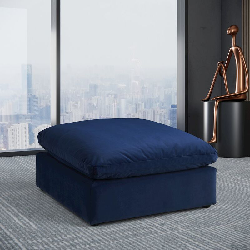 Meridian Furniture Comfy Navy Velvet Modular Ottoman
