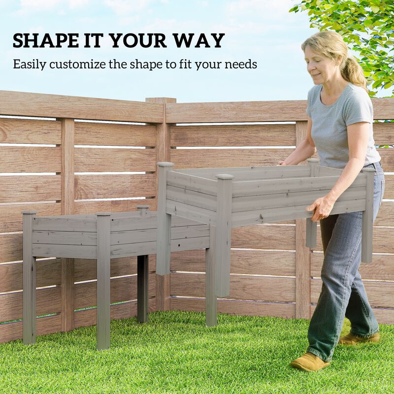 Hivvago Two-Tier Wooden Garden Bed Elevated Planter with Legs image number 5