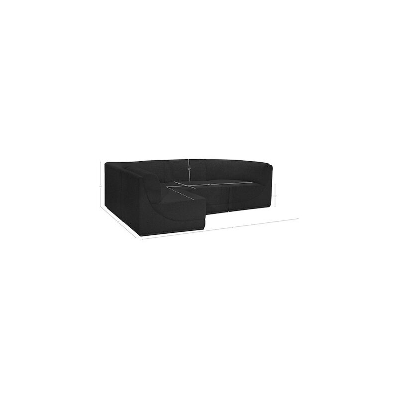 Meridian Furniture Ollie Black Boucle Fabric Modular Sectional