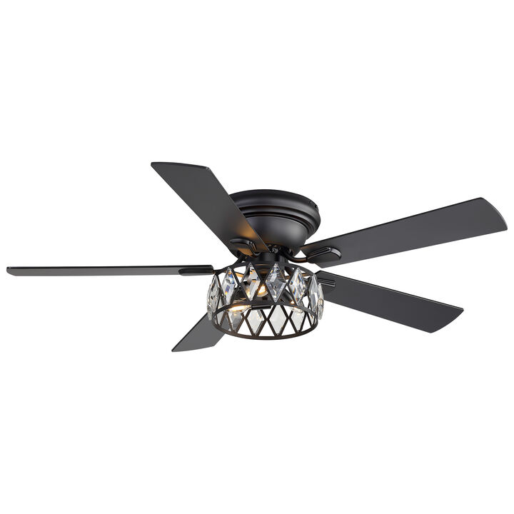 Breezary 52" Flush Mount Ceiling Fan with Light, 5 Plywood Blades, E12 3 Light, 6 Speeds, Remote