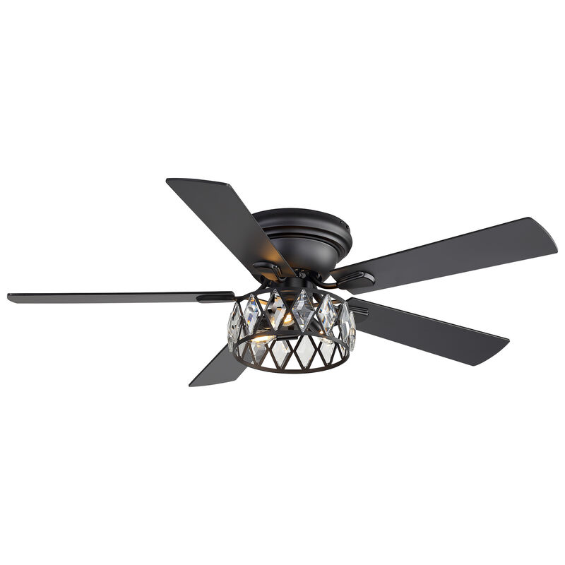 Breezary 52" Flush Mount Ceiling Fan with Light, 5 Plywood Blades, E12 3 Light, 6 Speeds, Remote image number 0