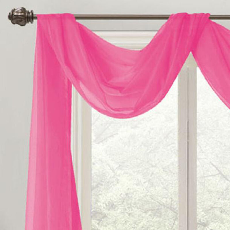Celine Sheer 55 x 216 in. Sheer Curtain Scarf Valance Neon Pink