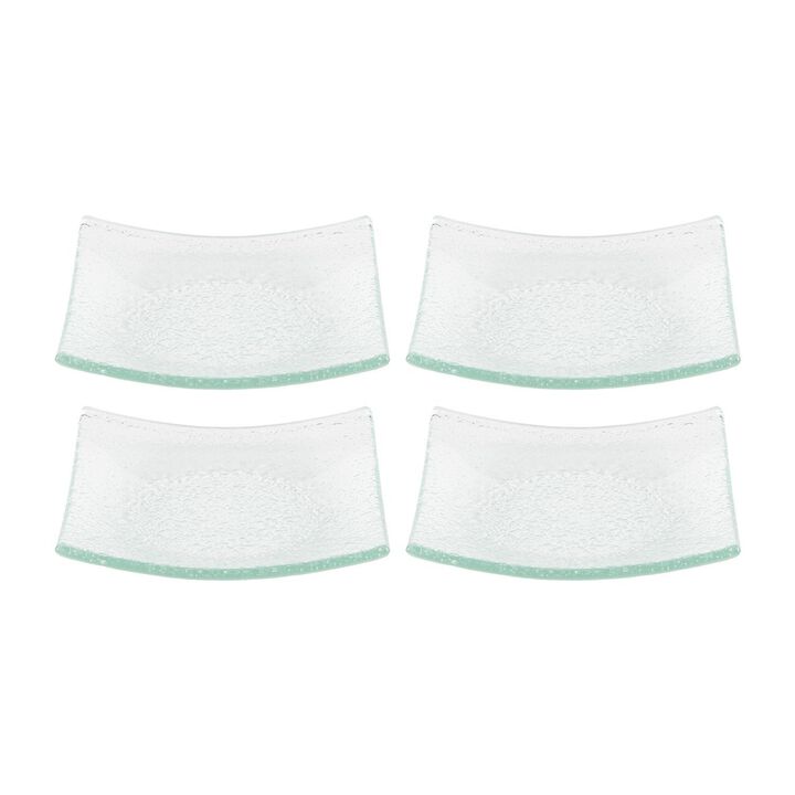 Turgla Fusion Glass 5.75" x 5.75" Square Clear Glass Plate (Set of 4)