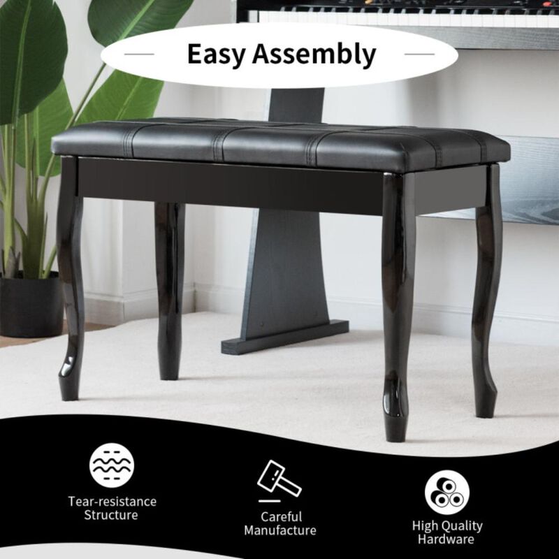 Hivvago Solid Wood PU Leather Piano Bench with Storage