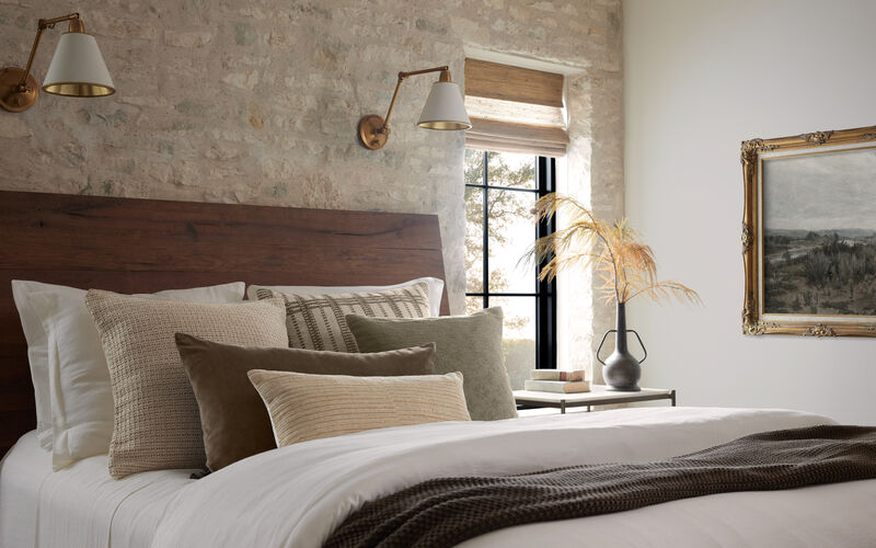 PMH1153 Mocha/Plum 16"x26" Down Pillow by Magnolia Home by Joanna Gaines x Loloi