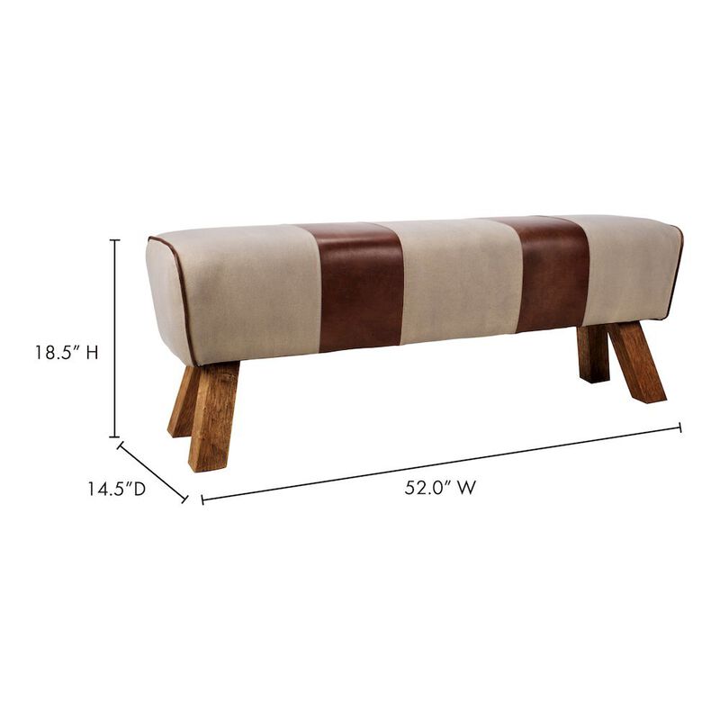 Starlight Canyon Home Brown Leather Bench, Elegant Entryway Bench with Wooden Legs image number 3