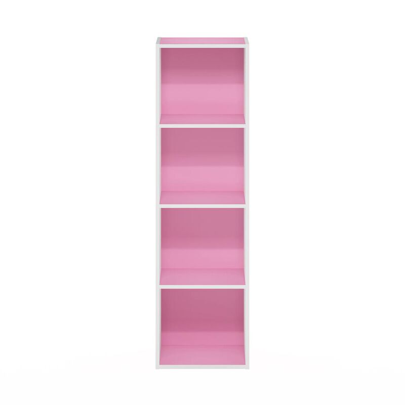Furinno Pasir 4-Tier Open Shelf Bookcase, Pink/White