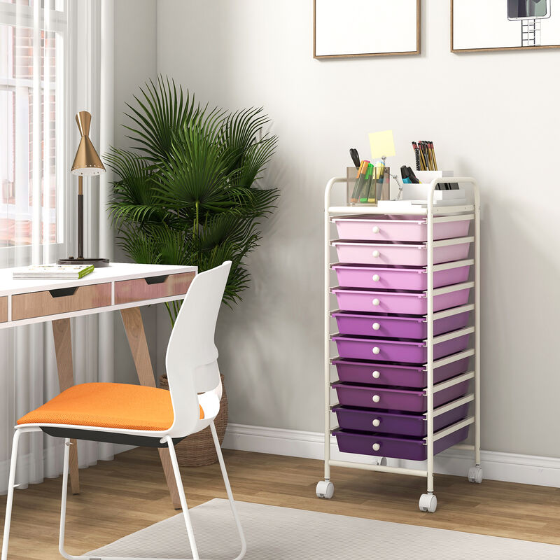 Rolling Cart Organizer with 10 Drawers &ndash; Ideal for Home or Office