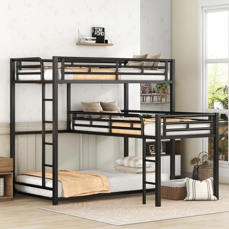 Merax L-shaped Metal Triple Bunk Bed