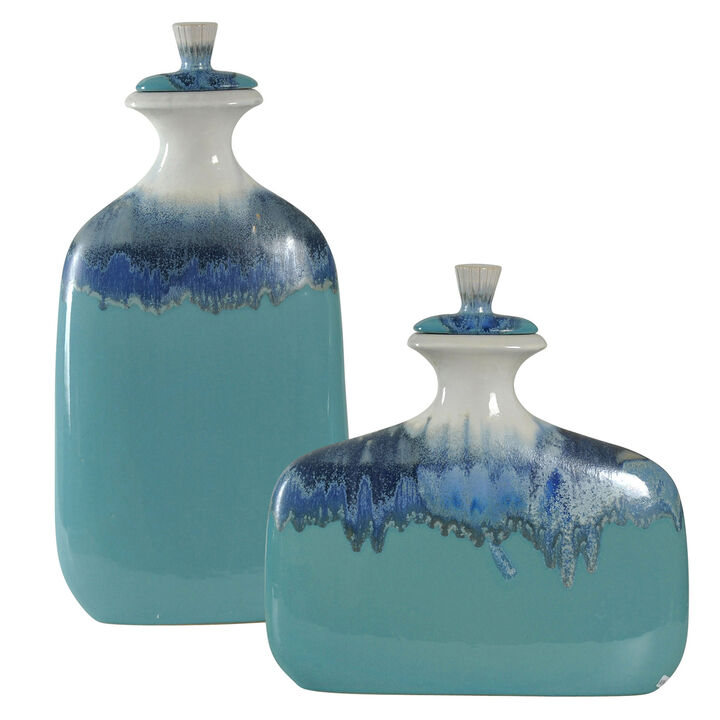 Set of Two Ceramic Jars w/Lid