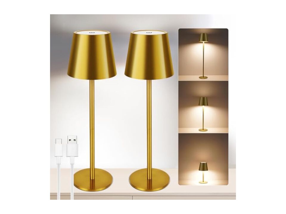 Rechargeable Cordless Waterproof Metal Desk Lamps Set Of 2 For Office Outdoor