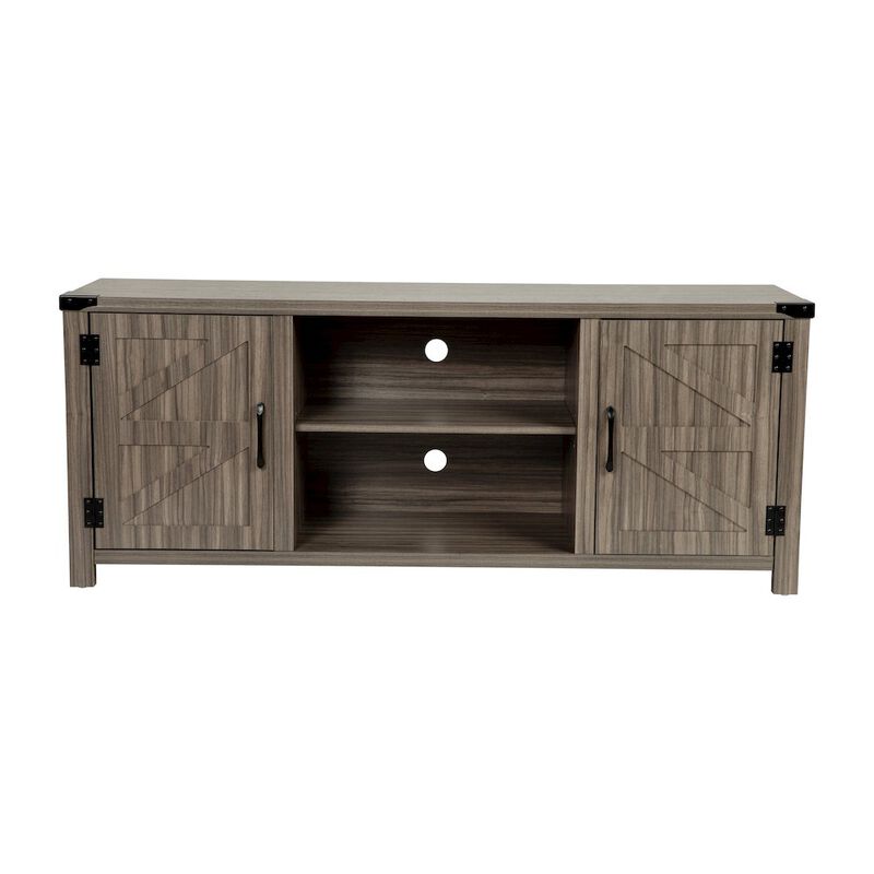 Flash Furniture Farmhouse Barn Door TV Stand-Gray Wash Oak for TV's up to 65 ines-59" image number 5