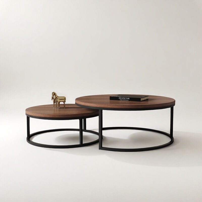 Round nesting coffee tables 2-piece