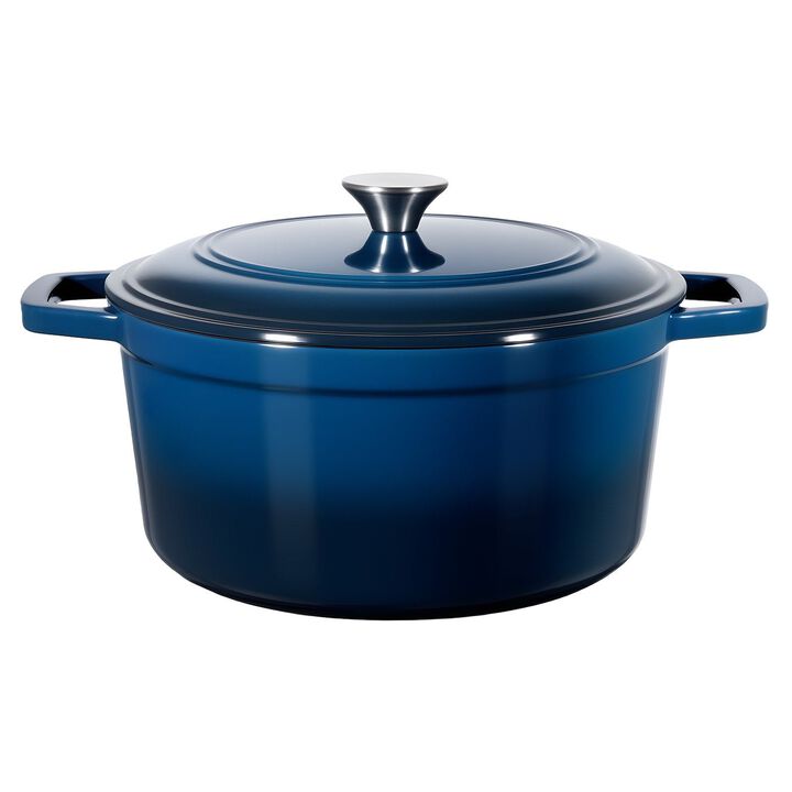Cast Iron Dutch Oven 6 Quart Enameled Pot with Lid, Induction Compatible Cookware-Blue