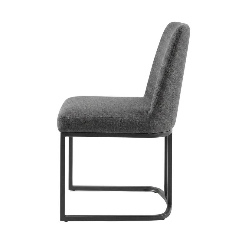 Upholstered Fabric Dining Side Chair with Sled Base, Black Charcoal image number 1