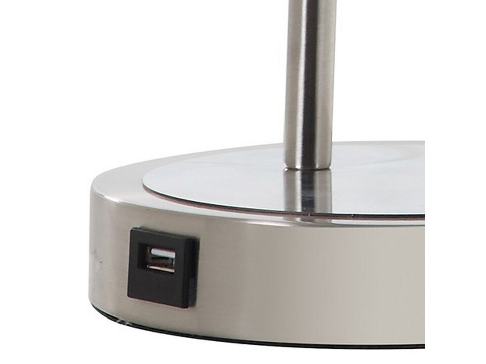 Desk Lamp with Adjustable Head and USB Port, Brushed Nickel - Benzara