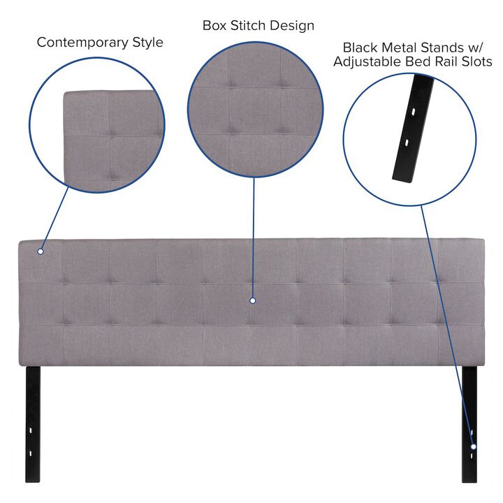 Flash Furniture Tufted Upholstered King Size Headboard in Light Gray Fabric