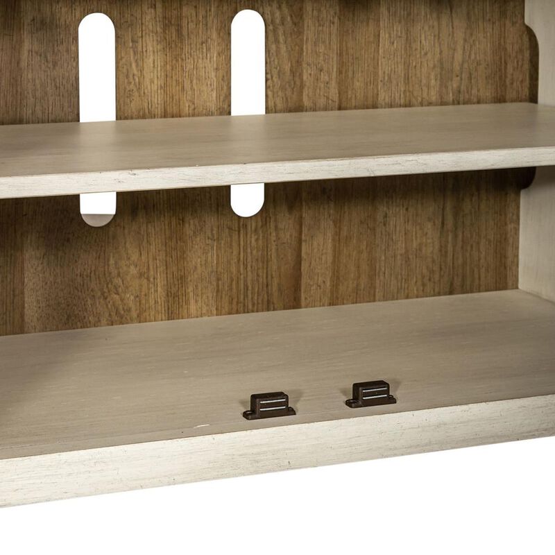 Liberty Furniture Farmhouse Reimagined Entertainment TV Stand in Antique White w/ Chestnut Top image number 8