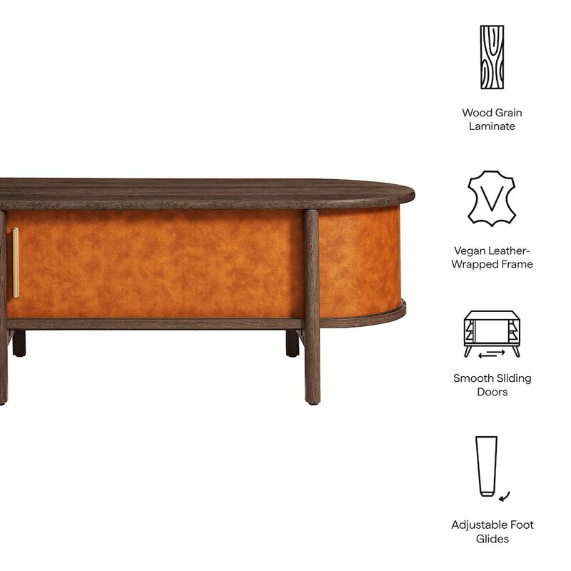Coralie Curved Vegan Leather Oval Coffee Table image number 1