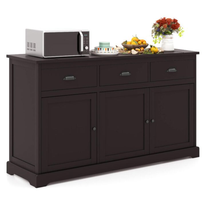 Hivvago 3 Drawers Sideboard Buffet Storage with Adjustable Shelves