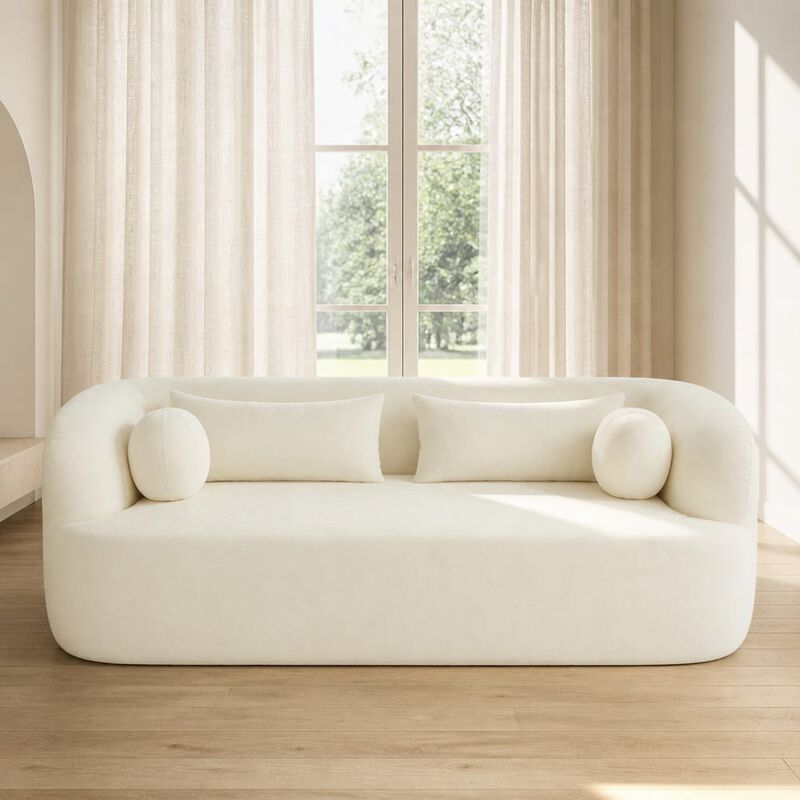 86" Curved Cloud Couch Chenille Upholstered 3-Seater Boneless Sofa image number 2