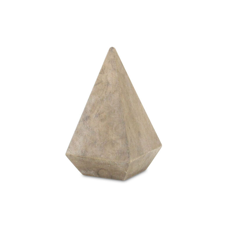 HomeRoots 4" Natural Solid Wood Pyramid Decorative Sculpture image number 2