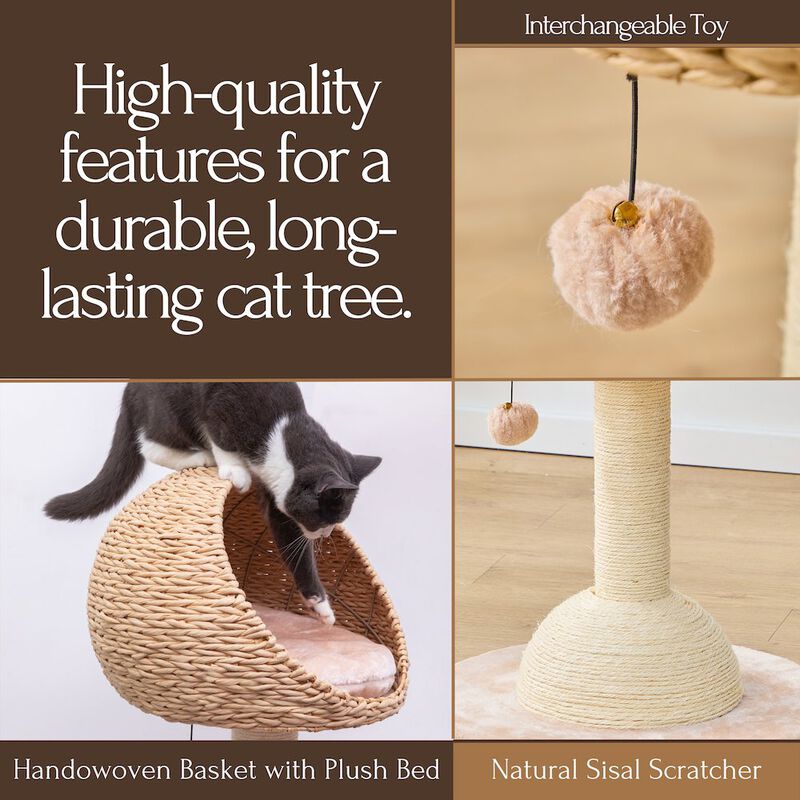 Petpals 30-in Lookout Cat Tree Bed, Beige