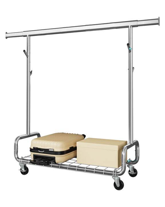 Heavy Duty Clothing Garment Rack with Wheels Rolling Storage