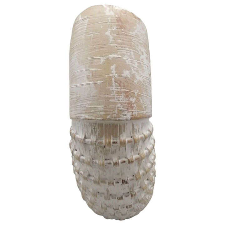 12x11" Woven Shell Decor, White