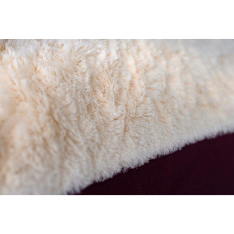 Armarkat Double Extra Large Pet Bed Mat With Poly Fill Cushion, In Ivory & Burgundy