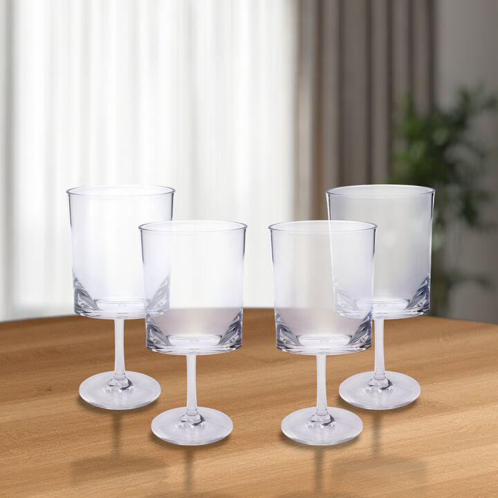 Acrylic Stemmed Wine Glass Set of 4 for Drinks and Entertaining