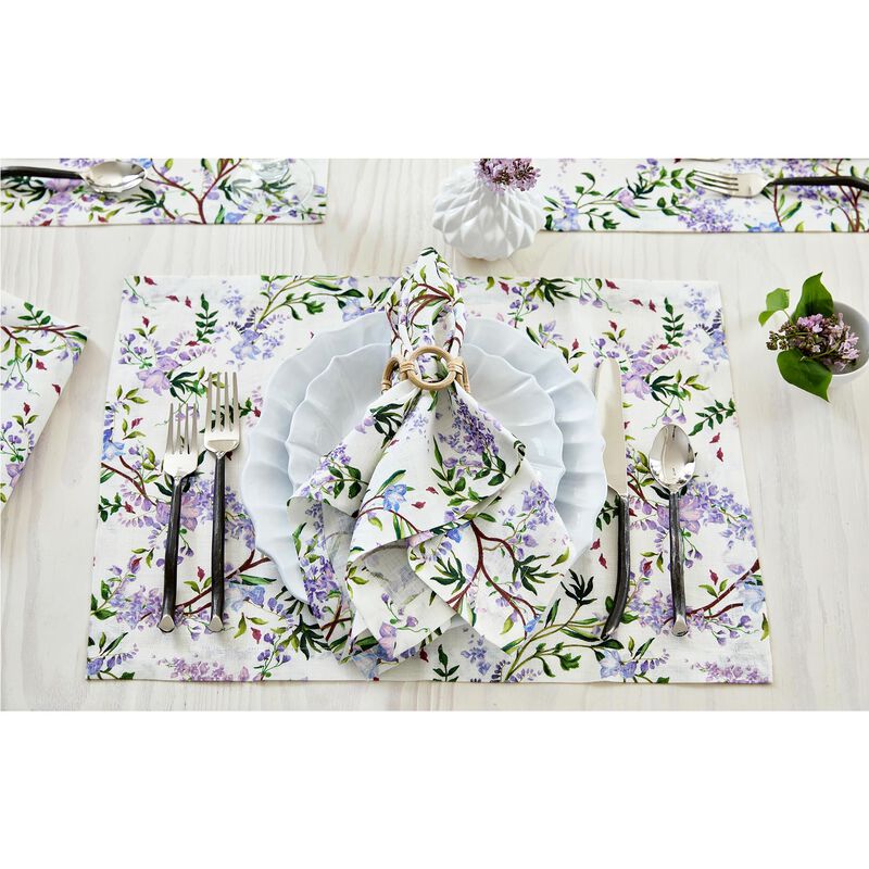 Solino Home 100% Pure Linen Dinner Napkins 20 x 20 Inch Set of 4 - Lilacs